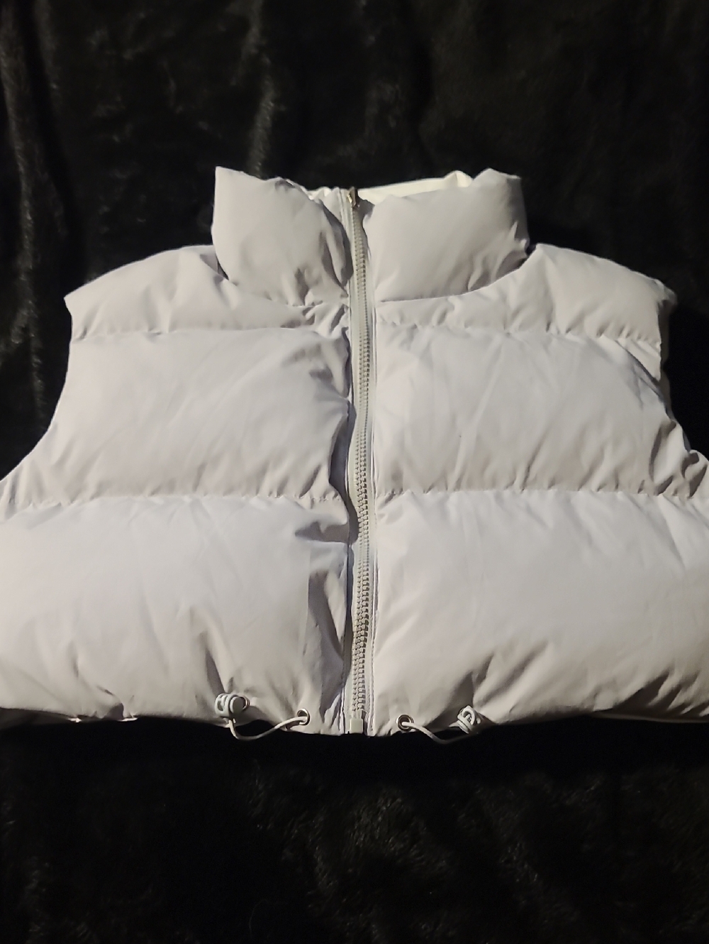 Shein Reversible Puffer Vest. Grey/white, Toggle At Waist. Medium